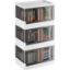 Storage Bins with Lid, Plastic Foldable Storage Box, Stackable and Nestable Storage Container for Home Organization, Transparent