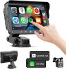 7" HD Double Din Car Stereo, Portable Wireless Apple Carplay & Android Auto with Backup Camera, IPS Touch Screen Stereo with Bluetooth, Multimedia Player, Car Audio with Mirror Link/AUX/FM